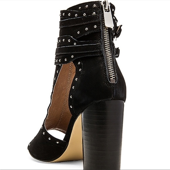 RAYE x Revolve | Matty Black Suede Studded Cuff Peep toe heel women’s 7.5 - Picture 4 of 11